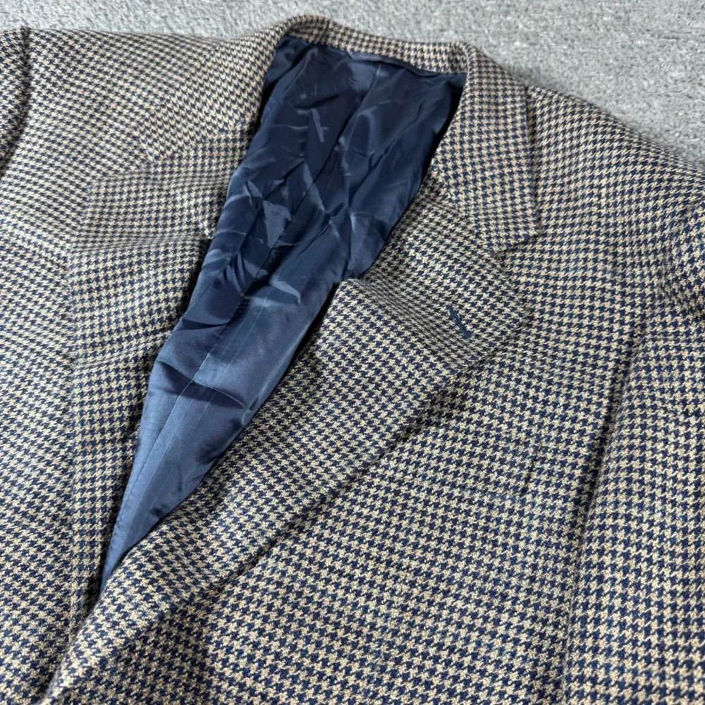 Hickey-Freeman Jacket Mens 41R Silk Linen Wool Houndstooth Sport Coat Blazer